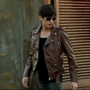 HUGOEDGE Jackets & Coats - New Men's Slim fit Motorcycle pu Leather Jacket HUGOEDGE Jackets & Coats - New Men's Slim fit Motorcycle pu Leather Jacket